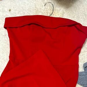 Red Strapless Jumpsuit